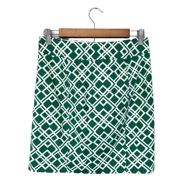Banana Republic Factory Pencil Skirt Green White Geometric Print Size 0 - Picture 2 of 11